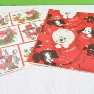 Vintage Kitsch Christmas Wrapping Paper Scraps 60s 70s