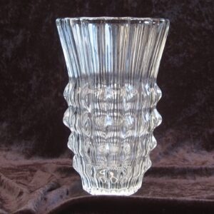 Vintage Large Chunky Clear Glass Vase Czech or German Mid Century 60s 70s