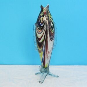 Vintage Murano Glass Fish Standing Multicoloured Swirl Design 60s 70s