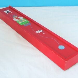 Vintage Red Knitting Needle Holder Wooden Box Granny Cat Taiwan 70s 80s