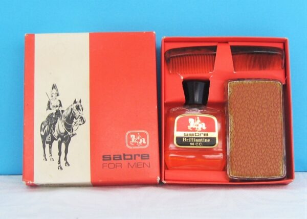 Vintage Sabre For Men Brilliantine Hair Brush Comb Boxed Gift Set 60s 70s