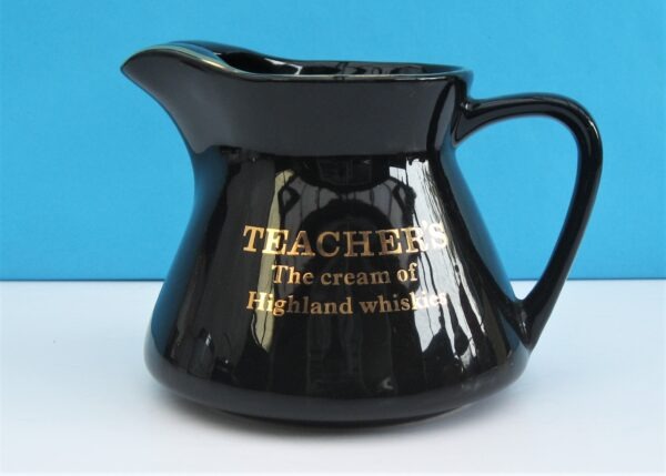 Vintage Wade Pub Water Jug Ceramic Teachers Highland Whisky Black Gold 70s 80s