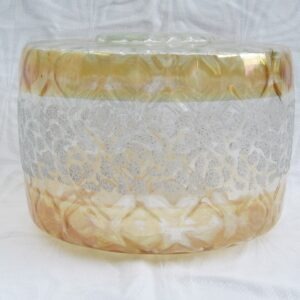 Vintage 60s Large Glass Lampshade Frosted Cylinder Amber Banding Mid Century