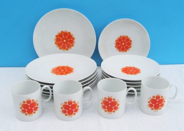 Vintage Thomas Germany Orange Pinwheel Porcelain Dinnerware 1970s - Choose Items
