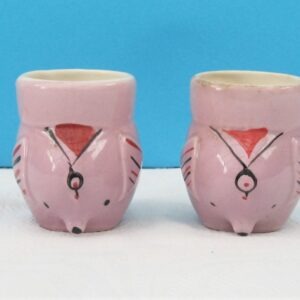 Vintage Collectable Ceramic Egg Cups Pair Purple Elephants 60s 70s