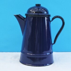 Vintage Enamel Coffee Pot Navy Blue Made In Poland Camping Accessories