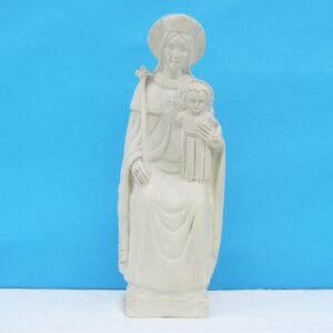 Vintage Madonna and Child Statue Flat Back White Plaster Medieval Church Style