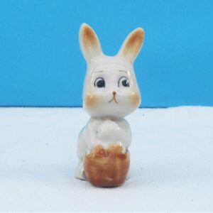 Vintage Kitsch Small Ceramic White Easter Bunny Ornament 70s 80s