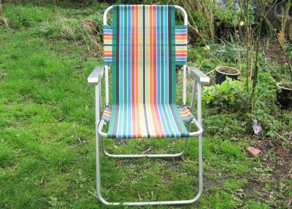 Vintage Style Striped Canvas Deck Chair Aluminium Frame Modern