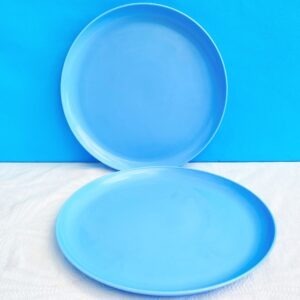 Vintage Addis Blue Plastic Dinner Plates x2 Picnic Camping 60s 70s