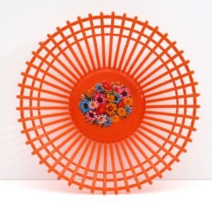 Vintage 70s Orange Leca Plastic Basket Flower Power Made in Italy