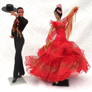 Vintage Toys Kitsch Flamenco Dolls Pair Couple Marin Chiclana 10 inch Tall 60s 70s