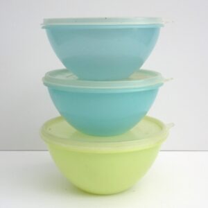 Vintage Tupperware Wonderlier Food Storage Bowls x3 Two Sizes Pastels 50s 60s