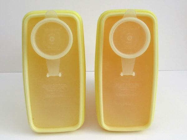 Vintage Tupperware Yellow Cereal Storage Containers x2 Rectangular 70s 80s. Price includes FREE UK Postage!
