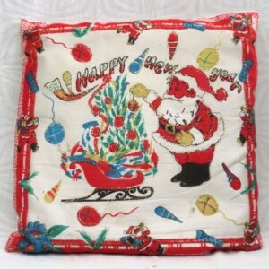 Vintage Christmas Cushions Santa New Year Satin Material 50s 60s - 4 available Photo