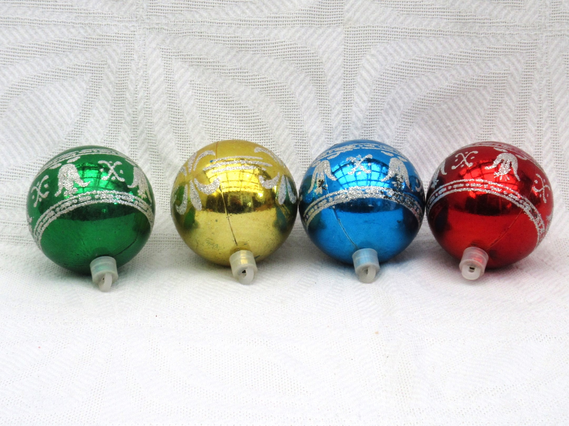 Vintage Christmas Baubles Plastic Multicoloured