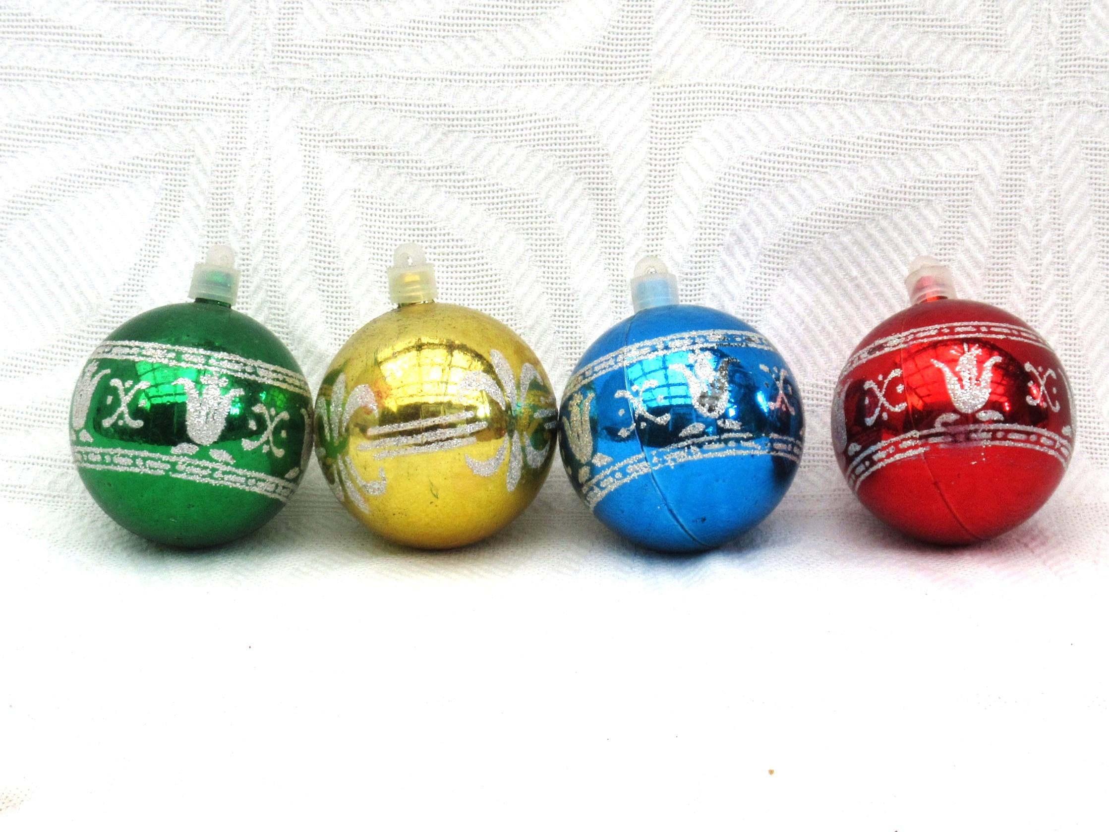 Vintage Christmas Baubles Plastic Multicoloured