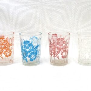 Vintage Barware Floral Shot Glasses x4 Multicoloured 60s 70s