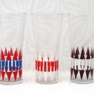 Vintage Barware Mid Century Hi Ball Glasses x3 Abstract Colourful 1960s