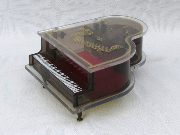 Vintage Christmas Musical Piano Jewellery Box Clear Perspex Jingle Bells 80s 90s Photo