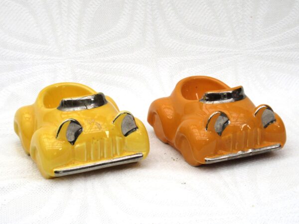 Vintage Honiton Pottery Car Egg Cups x2 Orange Yellow 60s 70s