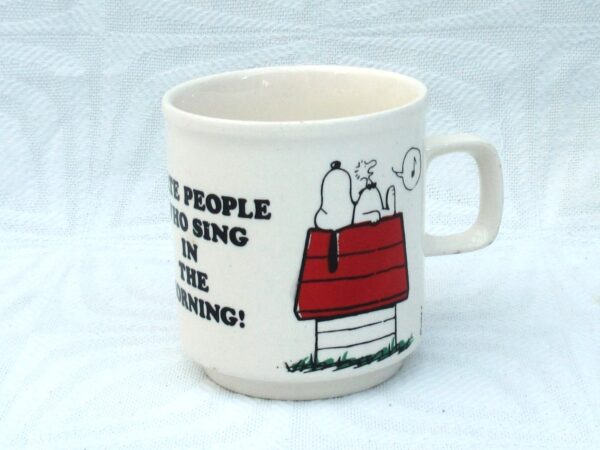Vintage Classic Snoopy Mug Hate People Sing Mornings Made in Ireland 1980s