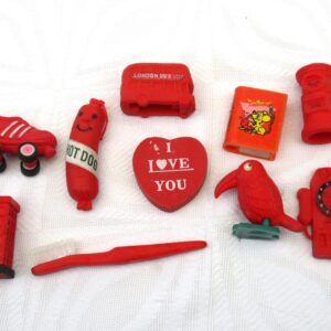 Vintage 80s Erasers Red Collection x10