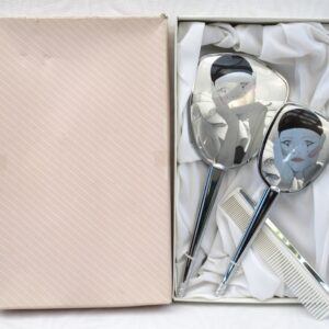 Vintage 80s Pierrot Dressing Table Mirror Set by Regent of London Boxed