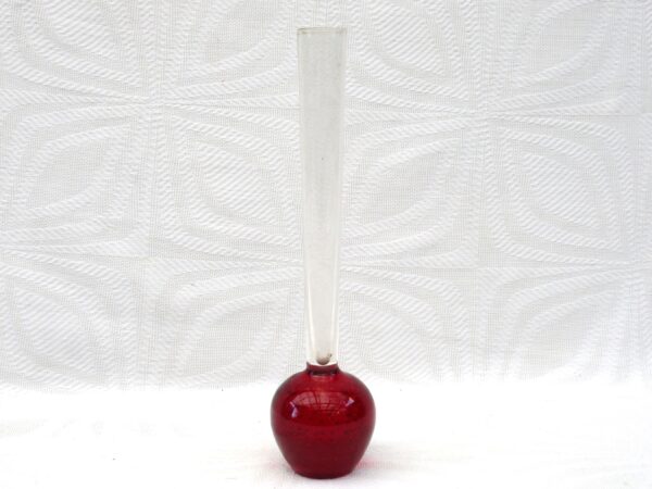 Vintage Red Bubble Glass Bud Vase 60s 70s Valentines Day Gift