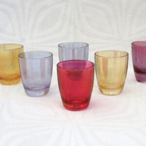 Vintage Barware Lustre Shot Glasses x6 Multicoloured France 60s 70s - Set 1