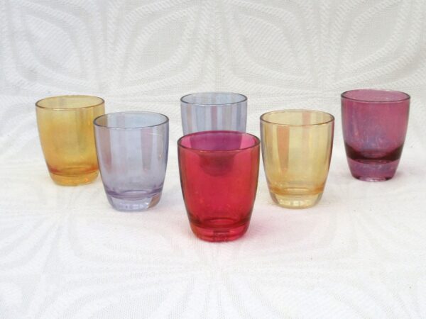 Vintage Barware Lustre Shot Glasses x6 Multicoloured France 60s 70s - Set 1
