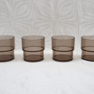 Vintage Style Italian Smoked Brown Plastic Picnic Mugs x4 Fits Pac-A-Pic 70s 80s