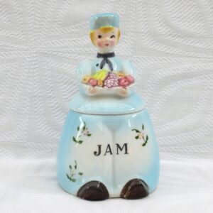 Vintage Kitsch Dutch Boy Jam Pot Lidded Ceramic Foreign Japan 50s 60s