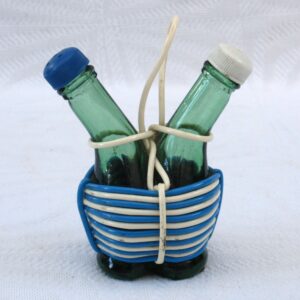 Vintage Kitsch Salt Pepper Shakers Plastic Coated Wine Basket Shape 50s 60s