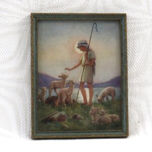 Vintage Margaret Tarrant The King of Love Shepherd Lambs Framed Print 50s 60s