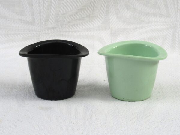 Vintage Melaware Melamine Small Pots Egg Cups Black Green 50s 60s
