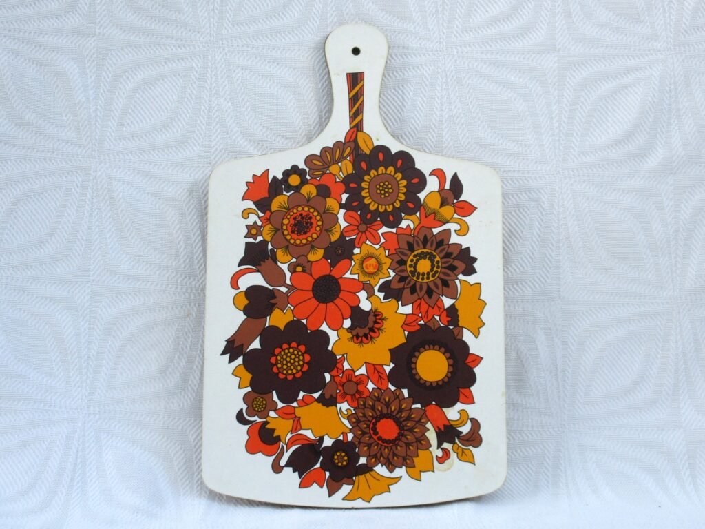 Vintage Orange Flower Power Chopping Board Melamine M&S Marks Spencer 1970s