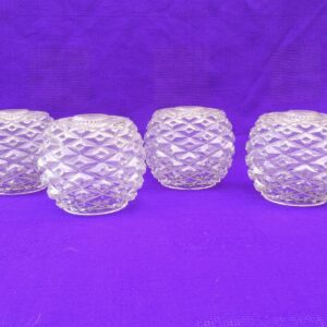Vintage 1960s Glass Ceiling Lamp Shades x4 Globe Faceted Mid Century