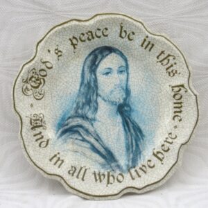 Vintage Catholic Kitsch Wall Plate Plastic Jesus Christ Gods Peace Italy 60s 70s