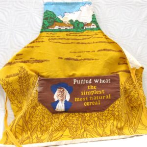 Vintage Cotton Apron Quaker Puffed Wheat Cereal Food Advertising Yellow Brown