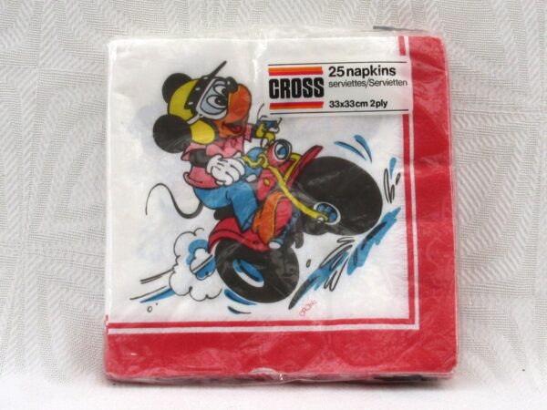 Vintage Cross Character Napkins Mickey Mouse x25 Unopened Kids Party 1980s