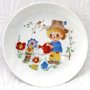 Vintage Kaiser W Germany Collectable Plate 7 1/2 Inch Little Boy Garden 60s 70s