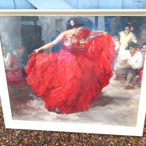 Vintage The Red Skirt FRS Clemente Glass Framed Print Large Flamenco 60s 70s