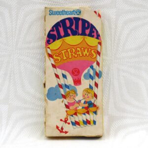 Vintage Sweetheart Stripey Paper Drinking Straws Boxed 80 Approx Party 1970s
