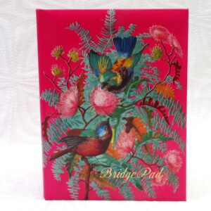 Vintage Bridge Scoring Pad Folder Unused Pink Birds Floral Design 50s 60s