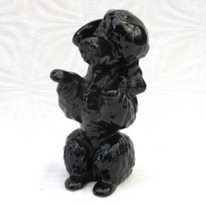 Vintage Kitsch Ceramic Black Poodle Ornament Standing Playful Cute 50s 60s
