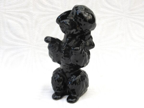 Vintage Kitsch Ceramic Black Poodle Ornament Standing Playful Cute 50s 60s