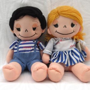 Vintage 80s Love Is Sharing Boy Girl Couple Soft Bodied Dolls Pair Kamar 1983