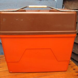 Vintage Orange Brown Coolbox Insulated Plastic Camping Campervan 1970s