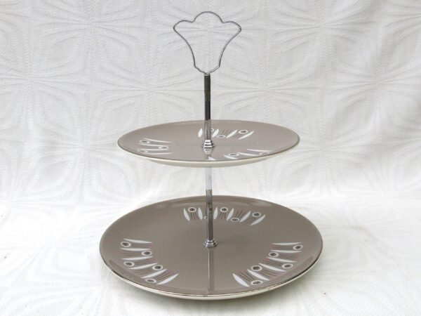 Vintage Palissy Kon-Tiki Grey Ceramic Plate Stand Mid Century Atomic 50s 60s